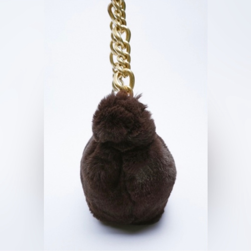 ZARA FAUX FUR CHAIN STRAP SHOULDER BAG - Picture 4 of 6